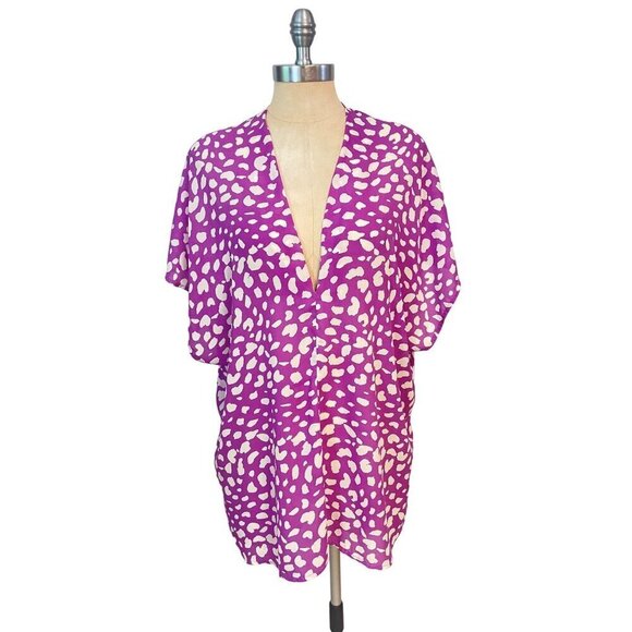 Adrienne Fuchsia abstract Print Top Large - Picture 1 of 5